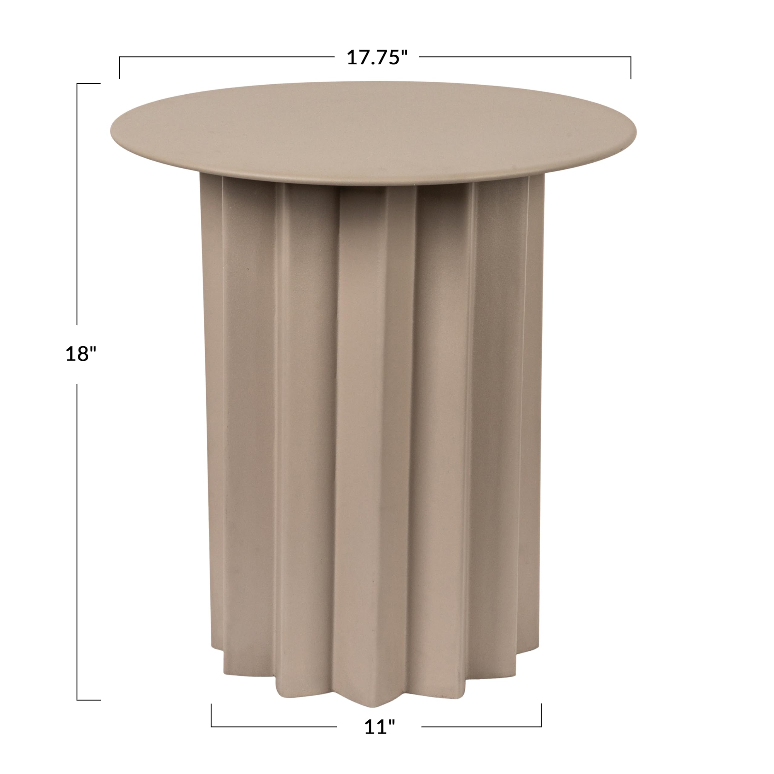 Creative Co-Op Pleated Metal Side Table, Beige