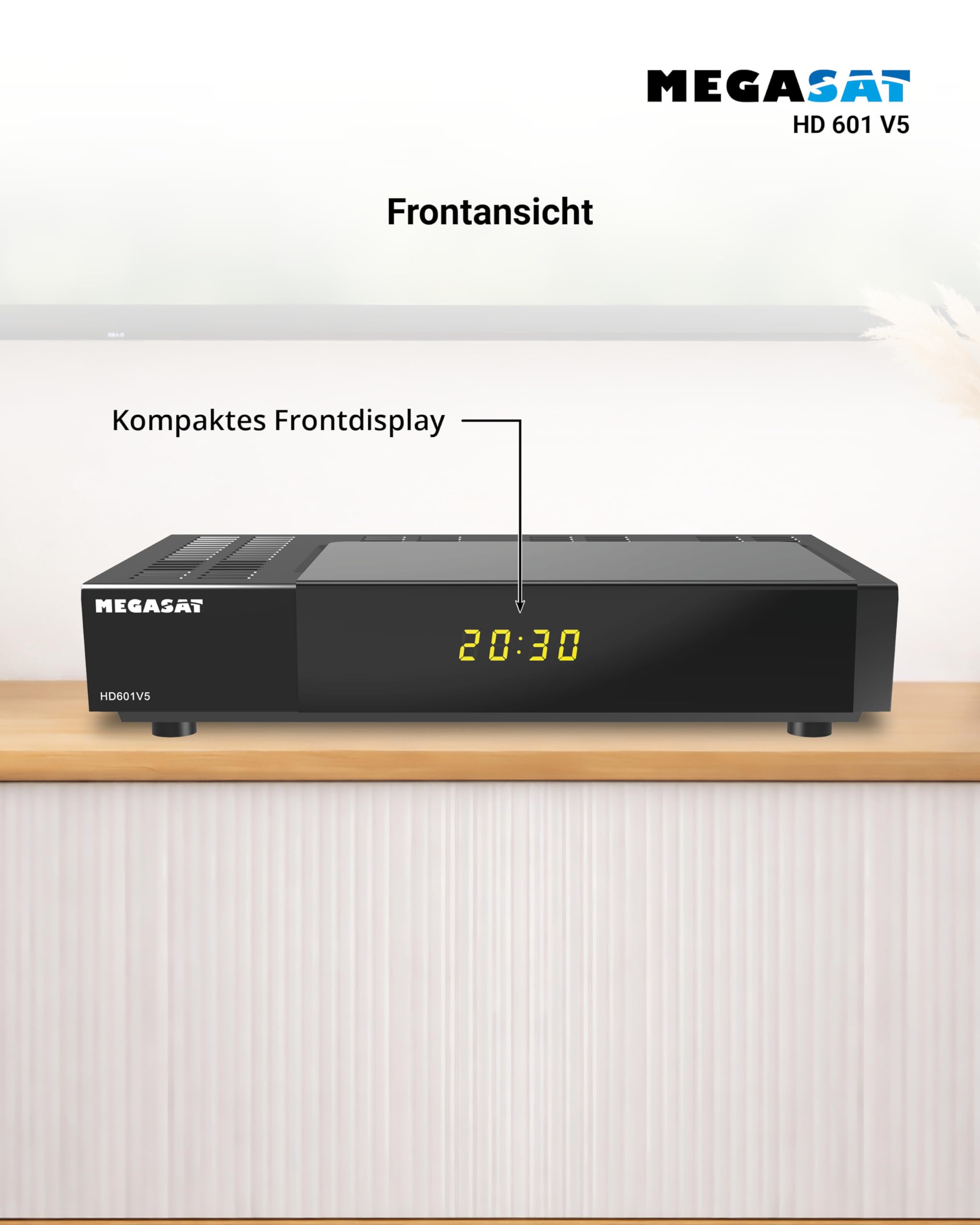 Megasat HD 601 V5 – HD Sat-Receiver, HDMI, SCART – Schwarz | Für alle frei empfangbaren Sender, USB-Mediaplayer, Display