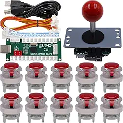 SJ@JX Controle de jogo Arcade, kit faça você mesmo, botão de microinterruptor, joystick de 4 e 8 vias, sem atraso, codificador USB, alças para console para PC MAME Raspberry Pi Retropie