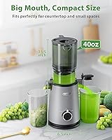 Vista 6 de Cold Press Juicer - Wide Mouth Feed Chute with Self Feeding Design - Slow Masticating Juicer for Vegetables and Fruits - Juice Extractor Machine