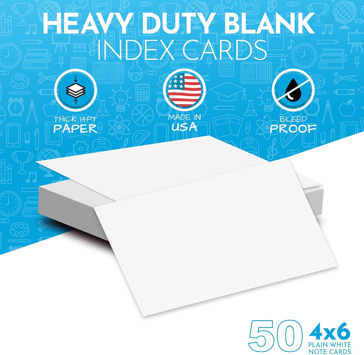 Home Advantage 4x6 Blank Index Cards - 50 Pack of Heavy Duty Bleed Proof Notecards & Flashcards image 3