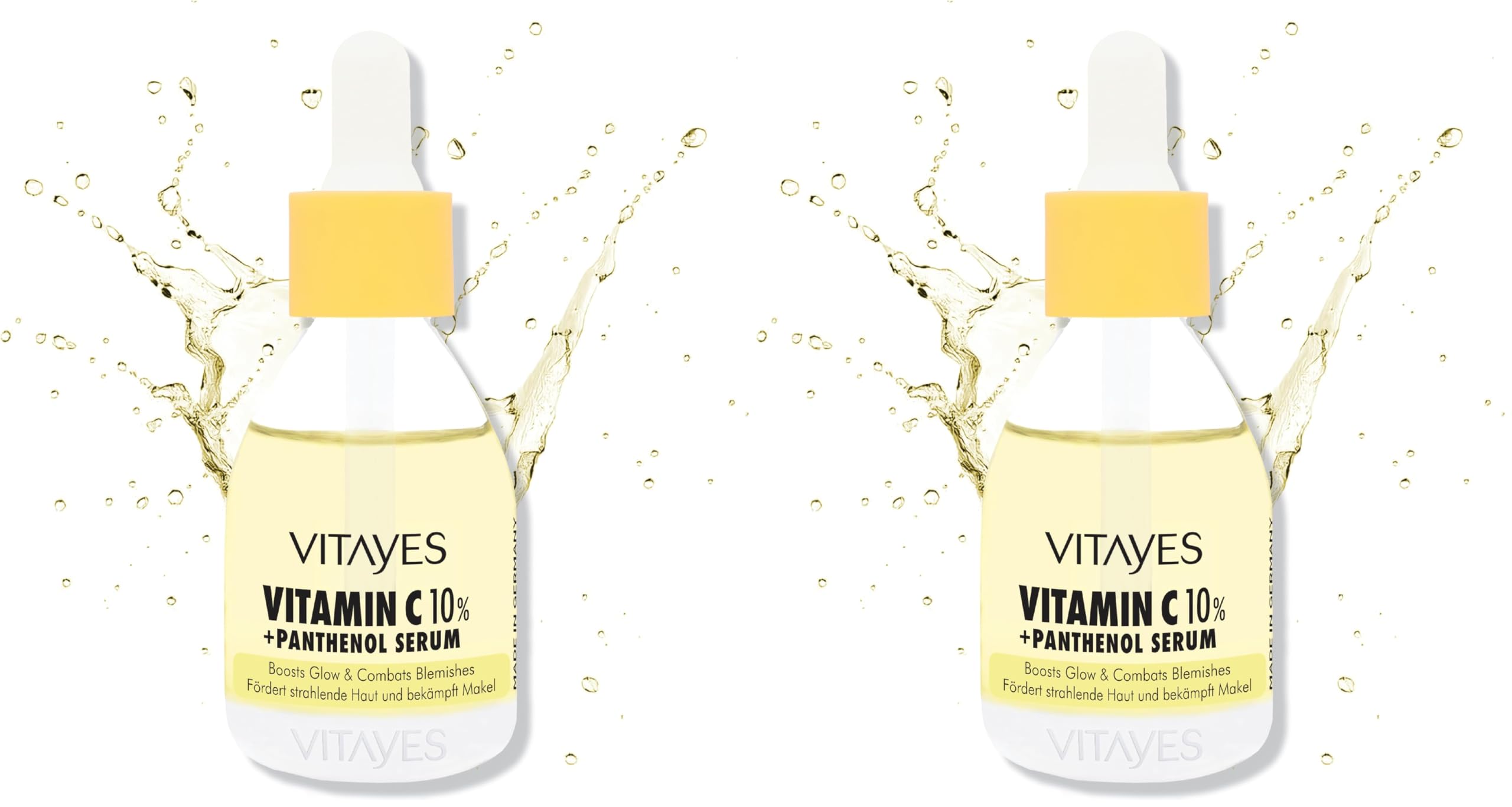 VITAYES C Vitamini%10 Ve Panthenol Cilt Tonu Eşitleyici Leke Karşıtı Aydınlatıcı Nemlendirici Serum, 30 ml (2 paketi)