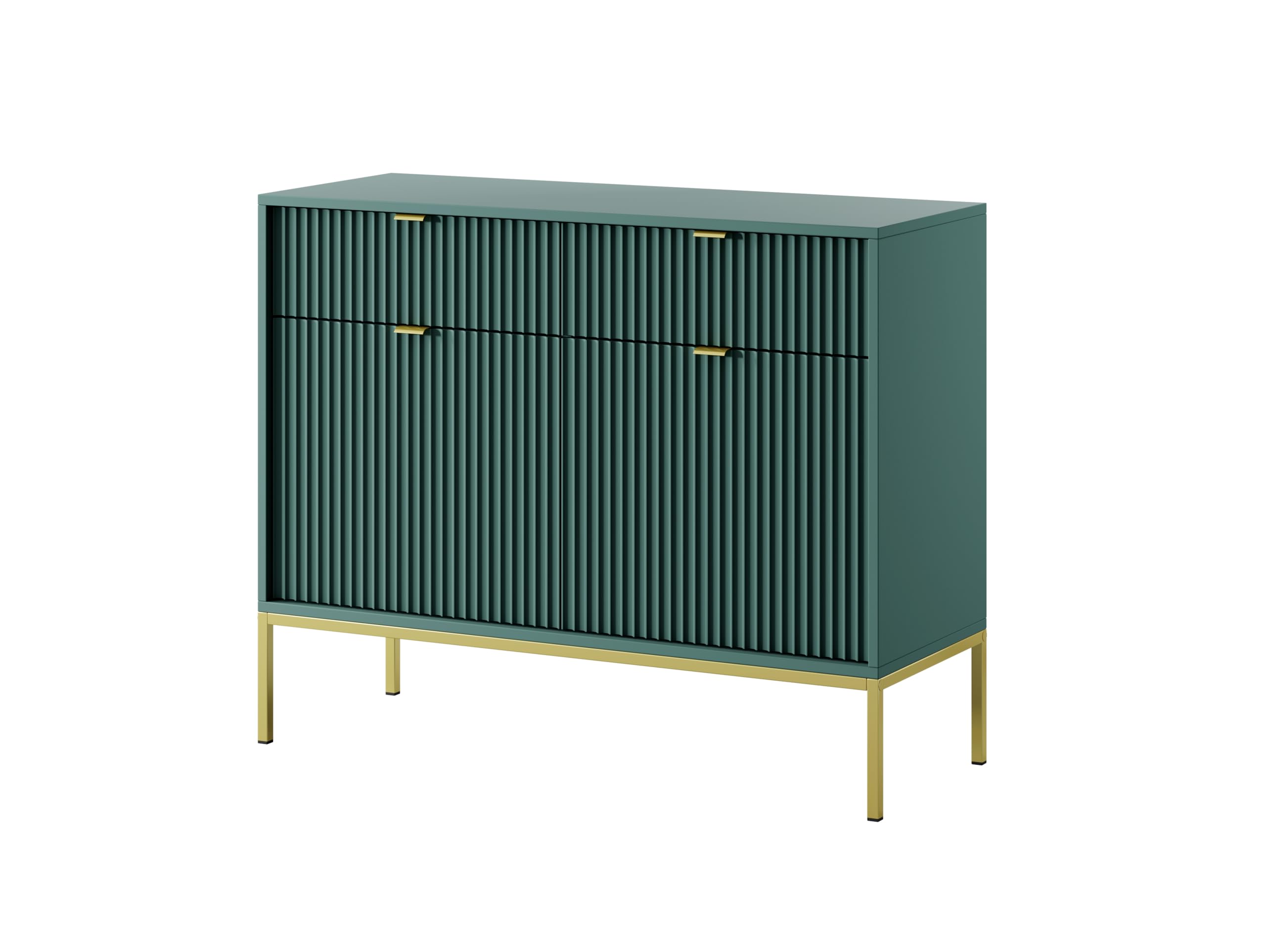 3xE Living Cómoda Baja de Estilo Moderno, Longitud 104 cm (Verde + Patas Doradas), Lameliimksz-104