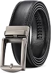 SENDEFN Ceinture en cuir pour hommes 1 Ceinture à glissière automatique à cliquet de 3/8" pour la robe en forme casuale pour s'adapter à la boîte cadeau