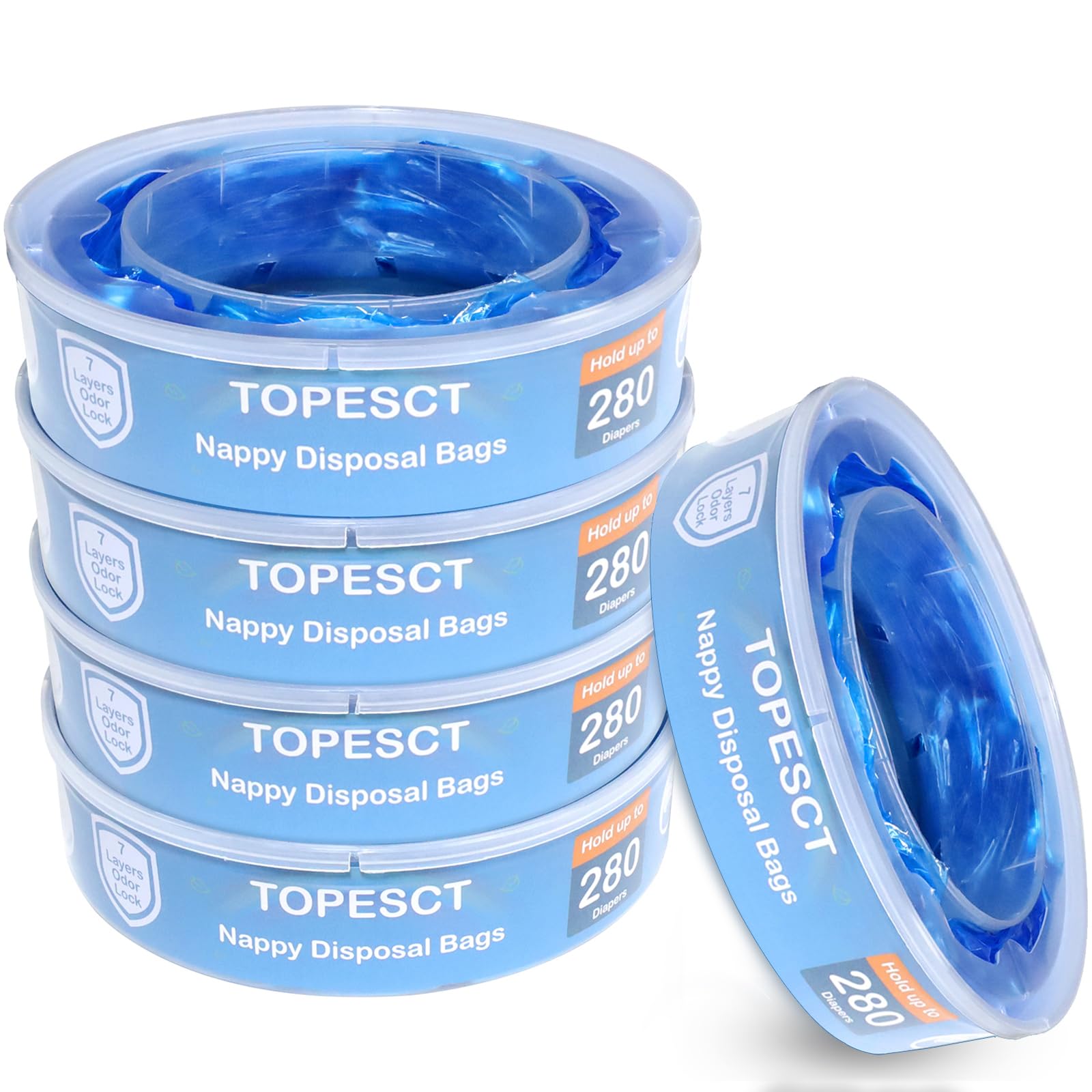 TopEsct ricarica mangiapannolini è compatibile con Angelcare, Maialino Foppapedretti e LitterLocker II, non adatta per Dress Up, Classic XL, Tecnologia anti-odore EVOH (confezione da 5)