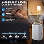 GarveeHome climatiseur portable 14 000 BTU pour pièce jusqu'à 750 pi² avec télécommande, unité de climatisation portable 3-en-1 silencieuse avec refroidissement, déshumidificateur, ventilateur, kit de fenêtre, mode sommeil, minuterie 24H, blanc | unité de climatisation portable 14 000 BTU avec mode sommeil, minuterie 24H