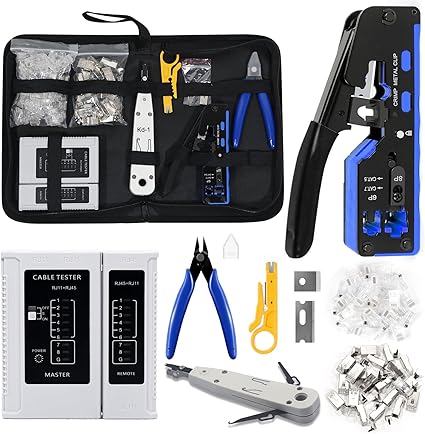 RJ45 Crimp Tool Kit, ethernet pass through crimper,Network Cat5/6/7 ...