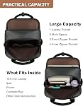 MASINTOR Leather Laptop Backpack for Women, Stylish Computer Backpack College Business Work Shoulder Bags Work and Travel