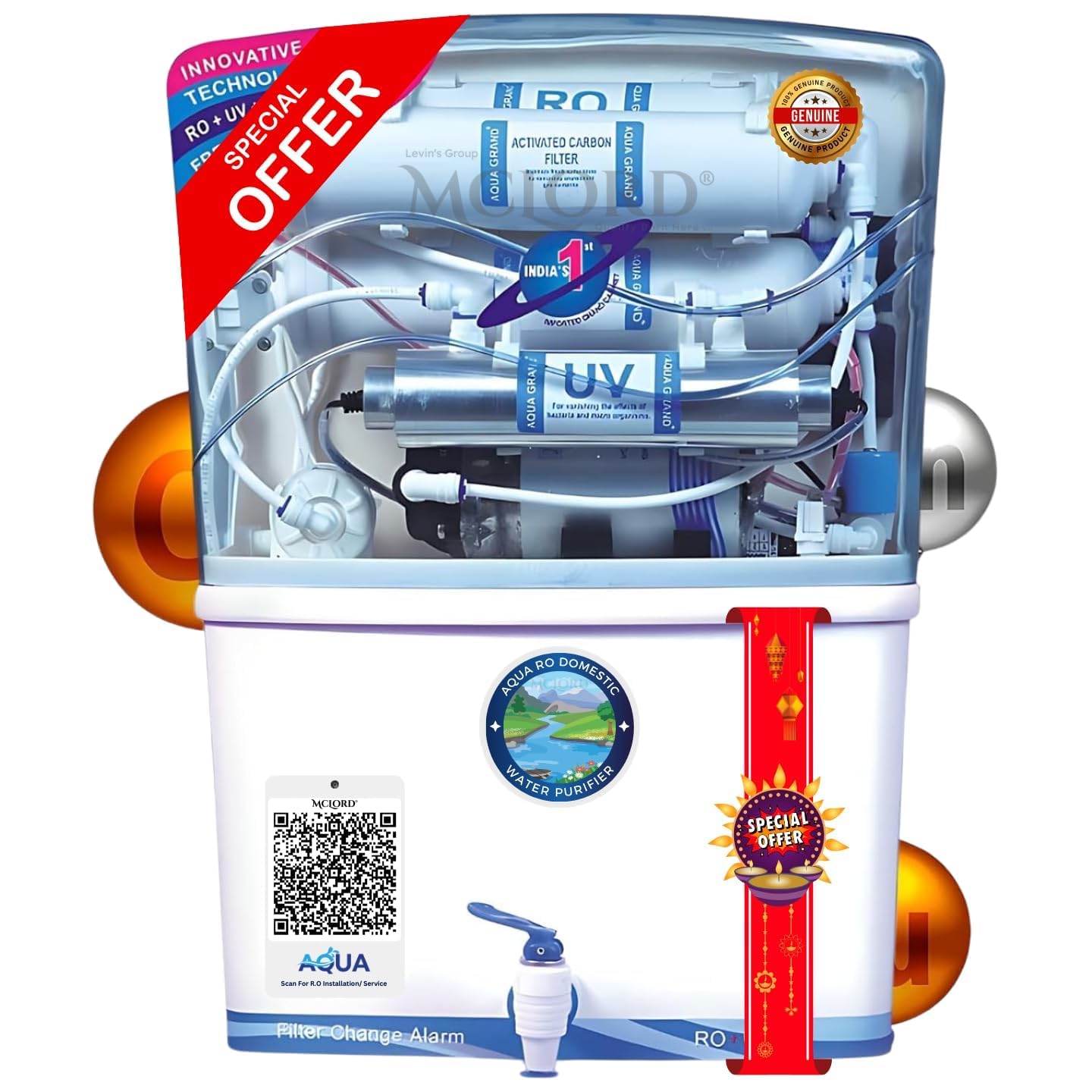 Aqua (G+) RO Genuine Domestic Water Purifier | RO+ UV+ pH Health Booster (Alkaline)+ High TDS Membrane+ TDS Control | Best for Home/Office Purpose | 20 LPH → 1 Year Service Kit Free*-image-30