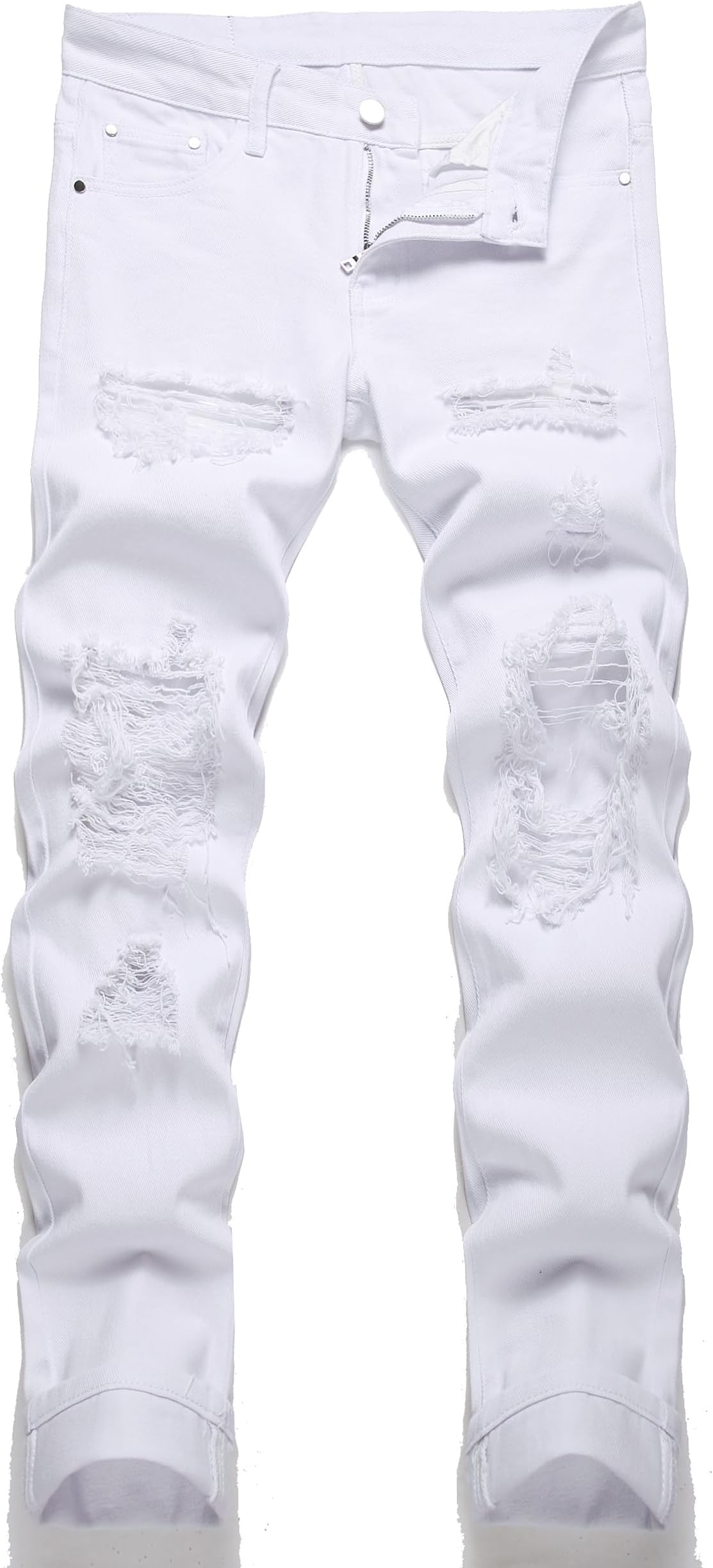 OIIIOMen's Ripped Slim Fit Straight Leg Jean Denim Pant