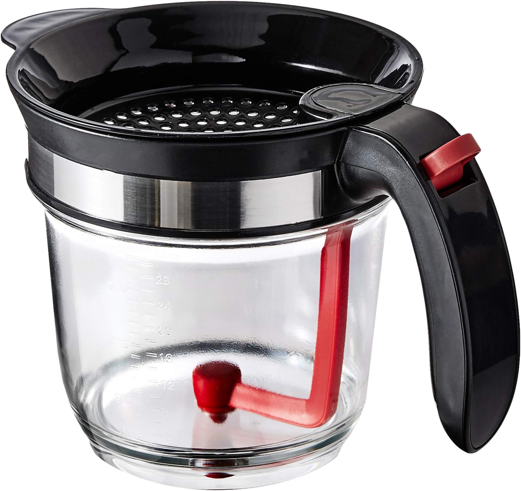 Best 4 Cups Gravy Separator and Fat Separator (32 Ounces) Makes Healthier Gravy, Soup Or Sauce Grease-Free, 1 Liter Measuring Capacity Cup and Strainer Filter, Heat Resistance By Vebo