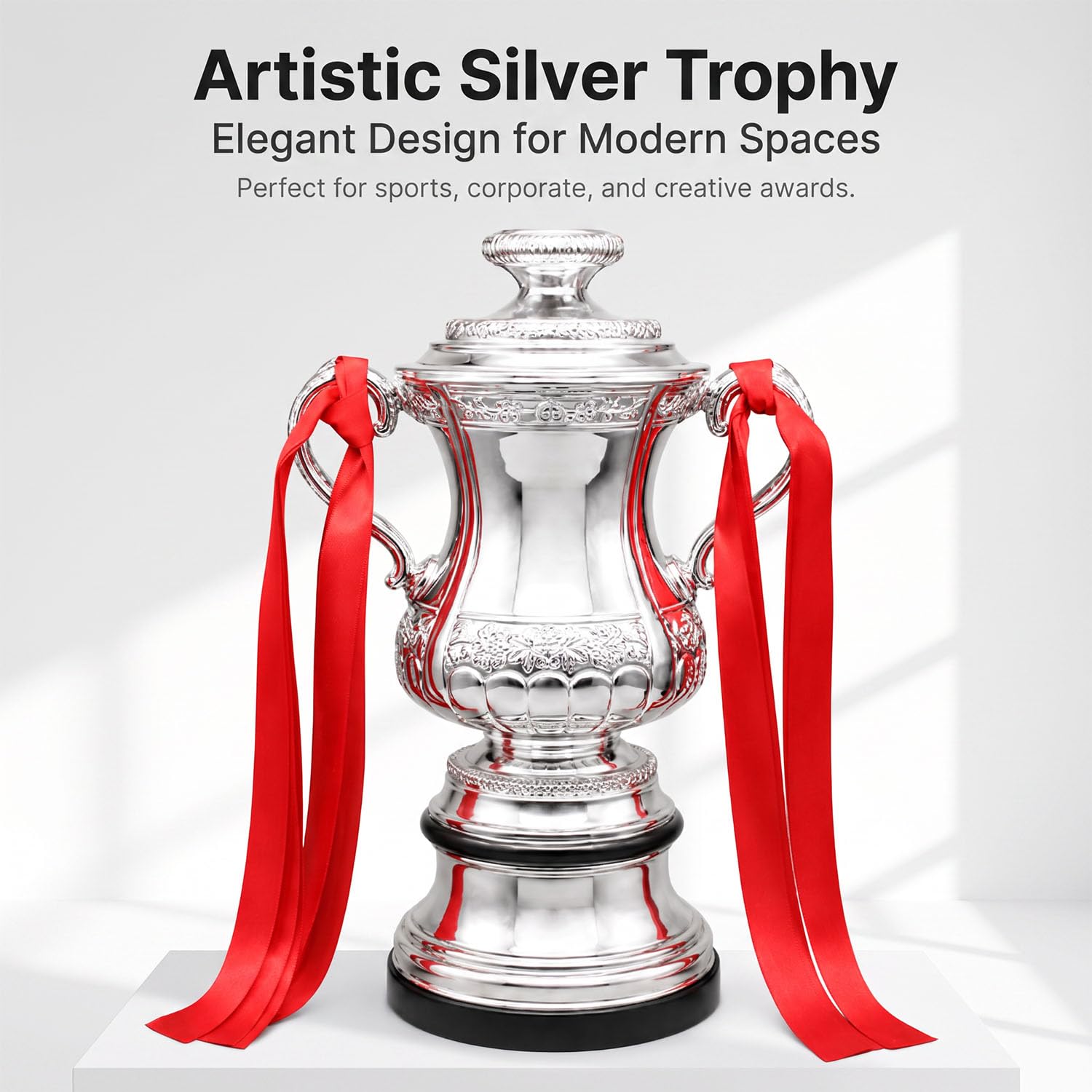 Inglaterra Réplica De Trofeo De Campeón La Copa FA De Fútbol | Trofeo de campeón en resina plateada, recuerdo deportivo coleccionable para oficina y regalo para aficionados
