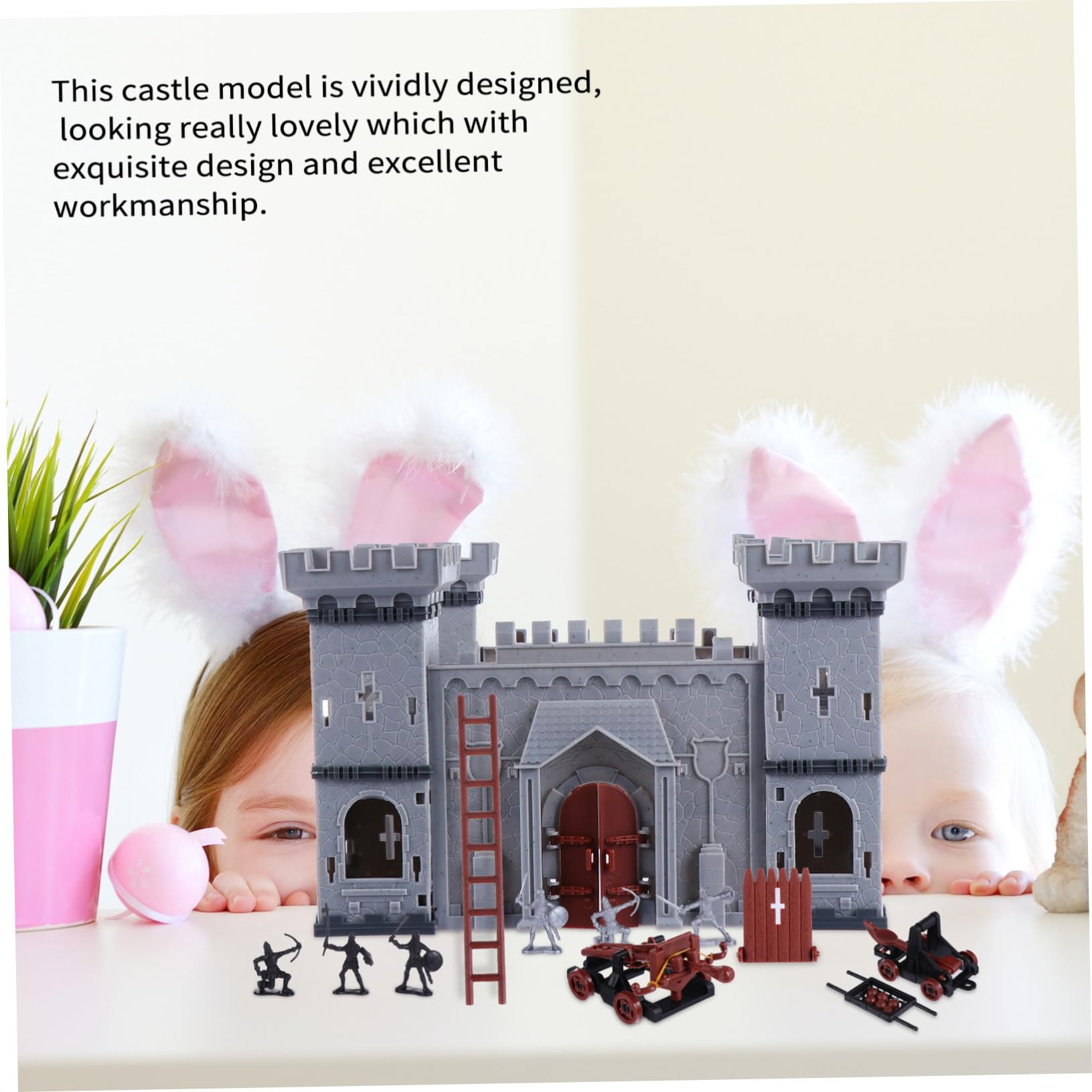 FRCOLOR Modelo de Castillo con Soldados de Plástico Juguete de Montaje DIY para Escena Educativa de Batalla Antigua Material Ecológico y Duradero