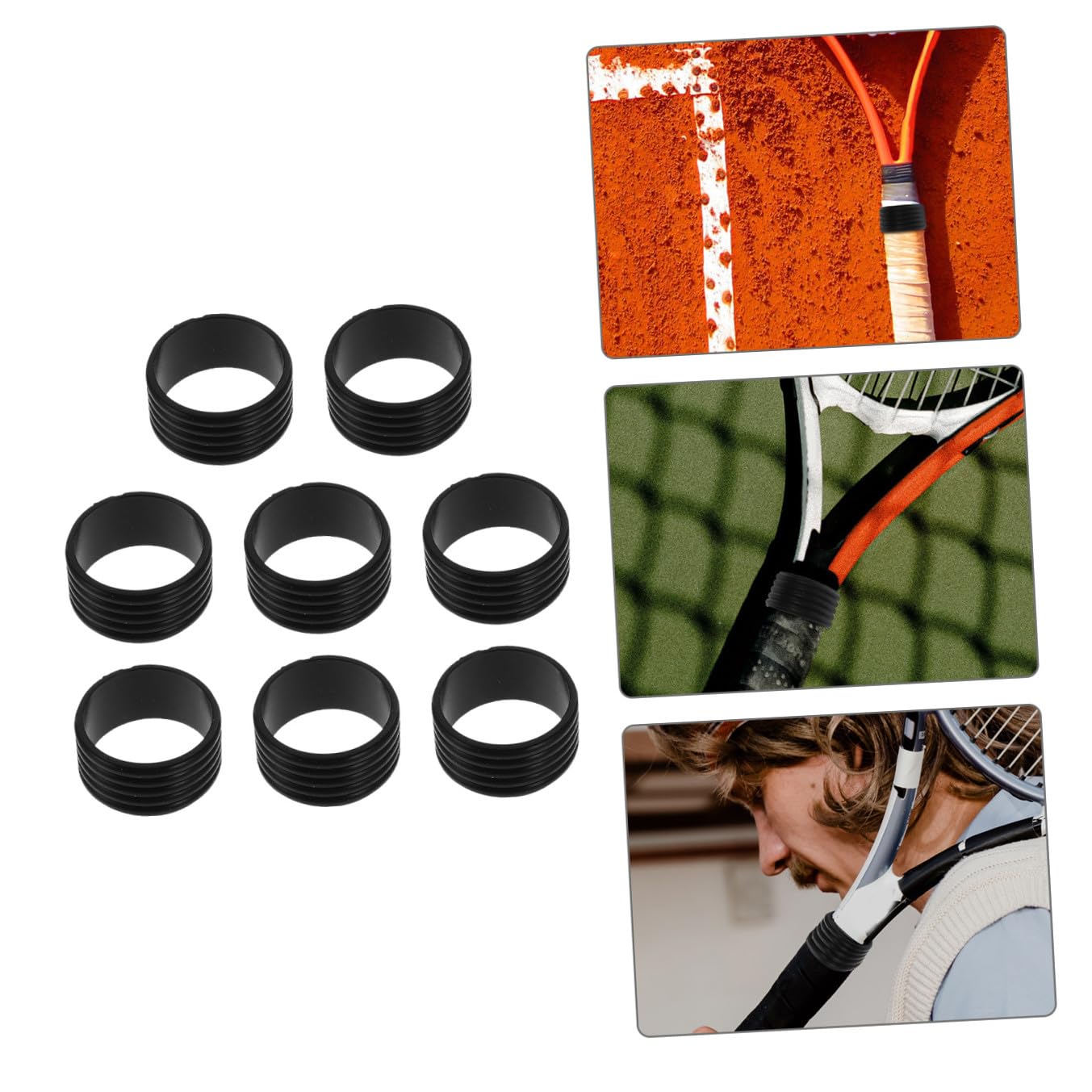 BESPORTBLE Anello in Gomma per Racchetta da Tennis Cremagliera Palline da Tennis Accessori per Badminton Grip per Attrezzature Fitness Impugnature per Racchette da Tennis