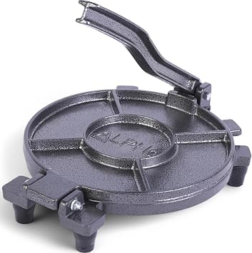 ALPHA LIVING Tortilla Press 10 Inch Cast Iron Quesadilla Maker Heavy Duty Empanada Maker Press Cast Iron Tortilla Maker for Kitchen, Home Use