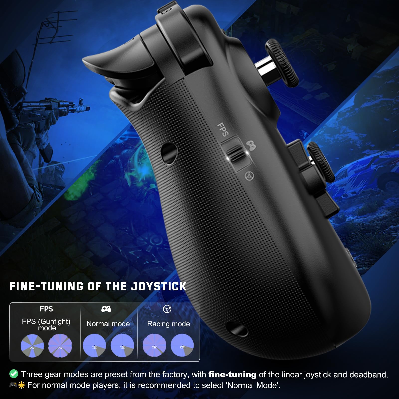 Joso Contrôleur de téléphone D8Pro pour iOS/Android/PC/Tablette/Switch/PS avec M1/M2 programmable/Turbo/6-Axis Gyro/Vibration Jouer à Call of Duty, Roblox, Cloud Gaming, Jouer à Distance