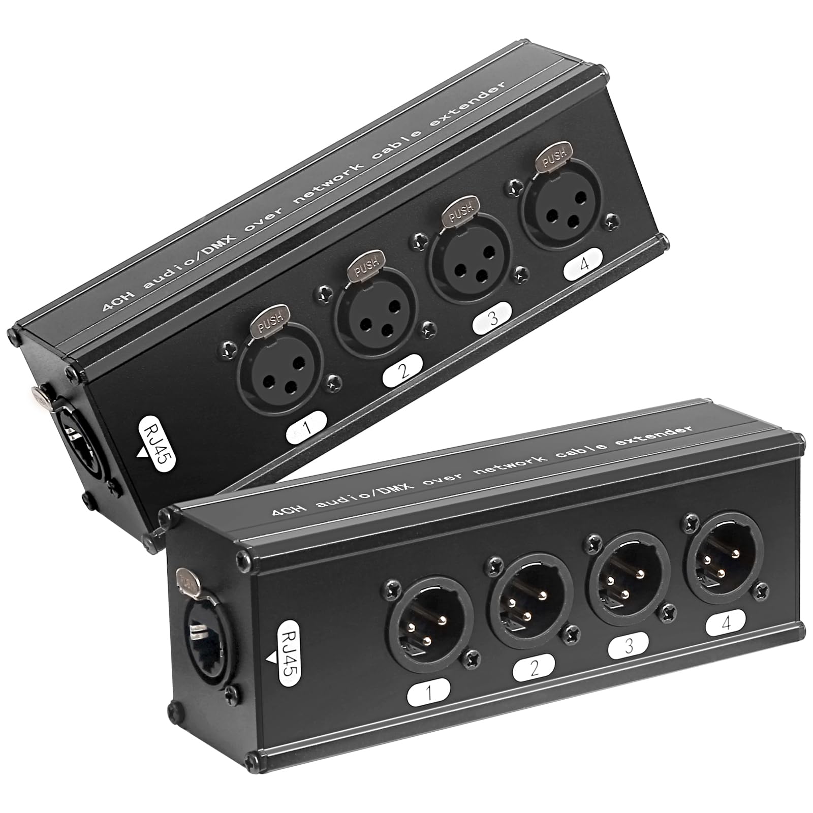4 Canali Multi Rete, Cavi XLR Maschio e Femmina a 3 Pin e Ethercon, Estenditore di Cavo DMX su Rete, Compatibile con Estenditore Ethernet RJ45 Cat5/Cat6 (1 Coppia: 4 Maschio + 4 Femmina)
