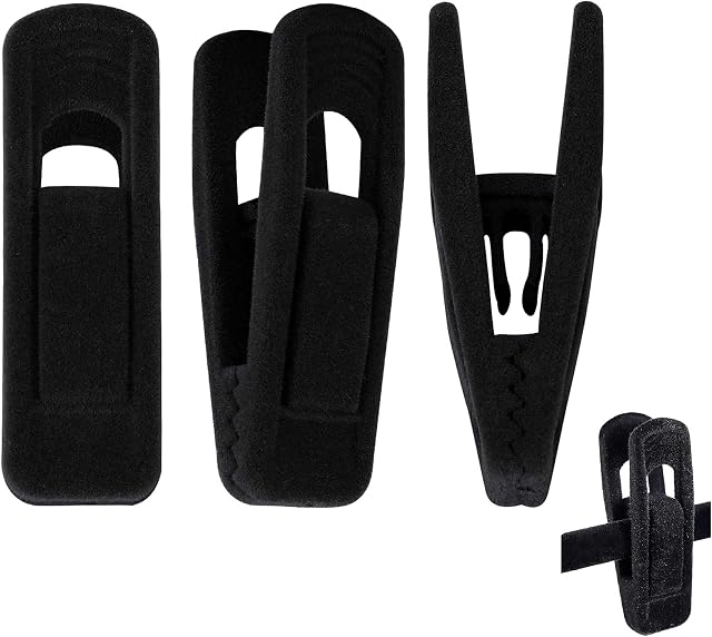 kuou Velvet Hangers Clips, 10 Pack Black Hanger Clips Strong Finger Pants Clips for Thin Velvet Hangers Trousers & Skirts