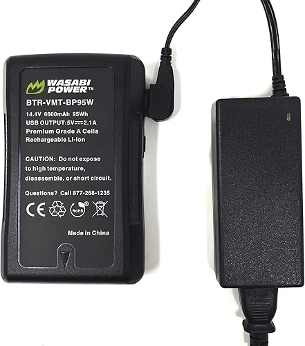 Miniatura 6 de Wasabi Power Batería de montaje en V (14.4 V, 6600 mAh, 95 Wh) y cargador de batería de montaje en V con D-Tap para videocámara de video Sony, luz