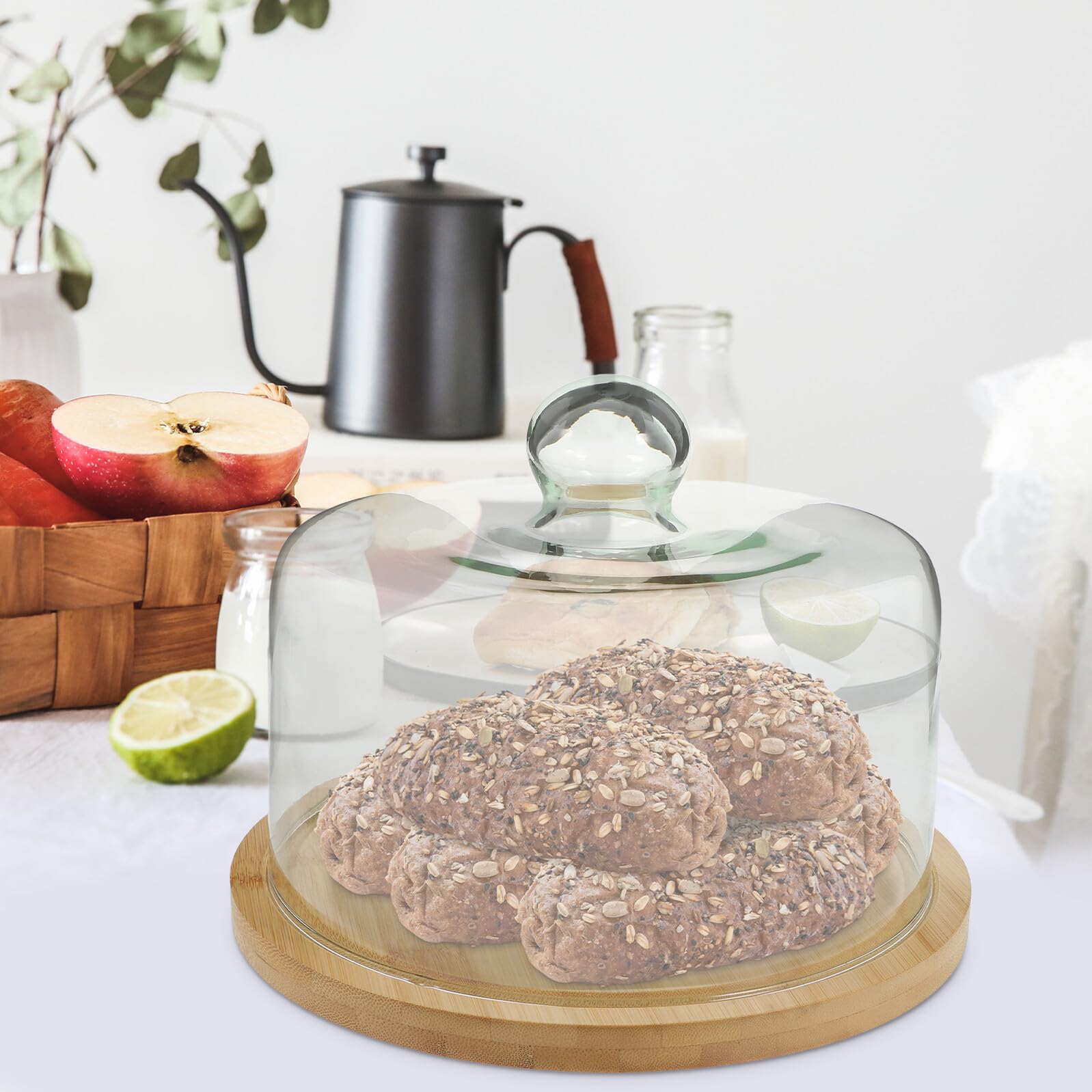 Cloche à Gâteau en Verre Transparent avec Plateau Rond, Lot 2 Pièces