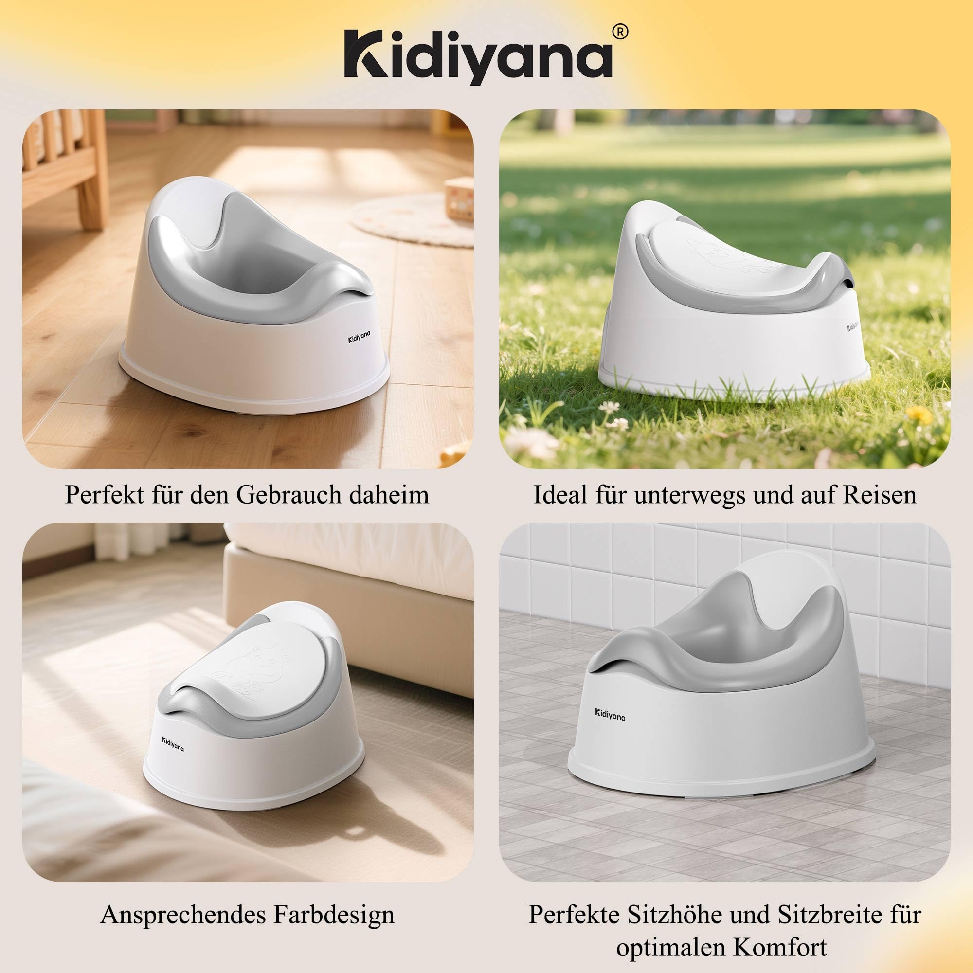Kinder Töpfchen mit Deckel, Abhaltetöpfchen Baby, Kindertopf mit Spritzschutz, Kindertoilette unterwegs – TÜV geprüft, BPA-frei, Schadstofffrei, Rutschfest