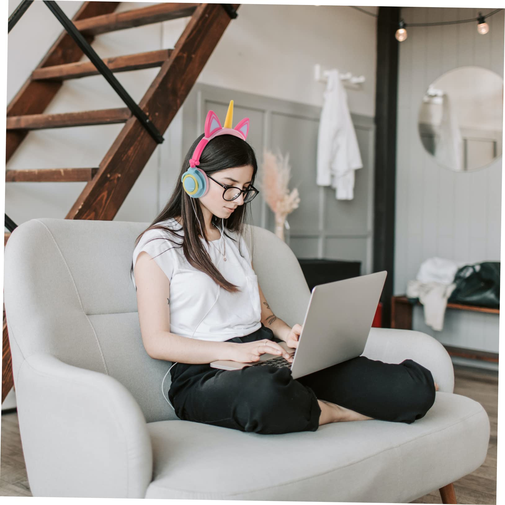 Auriculares De Unicornio Brillantes para Niñas Forma De Unicornio Fabricados Resistente para Jugar El Parque o Fiestas De Cumpleaños