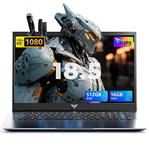 18.5 Inch Laptop Computer with Intel N150 Quad-Core Processor UP to 3.6GHZ,8000 mAh Battery,16GB DDR4 RAM 512GB SSD,WiFi 5,Full HD IPS Display,WIFI,2025 Windows 11 Laptops for Business Office Student