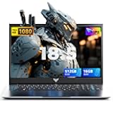 18.5 Inch Laptop Computer with Windows 11,8000 mAh Battery,Intel N150 Quad-Core Processor UP to 3.6GHZ,16GB DDR4 RAM 512GB SSD,WiFi 5,Full HD IPS Display,2025 Laptops for Work Business Office Student