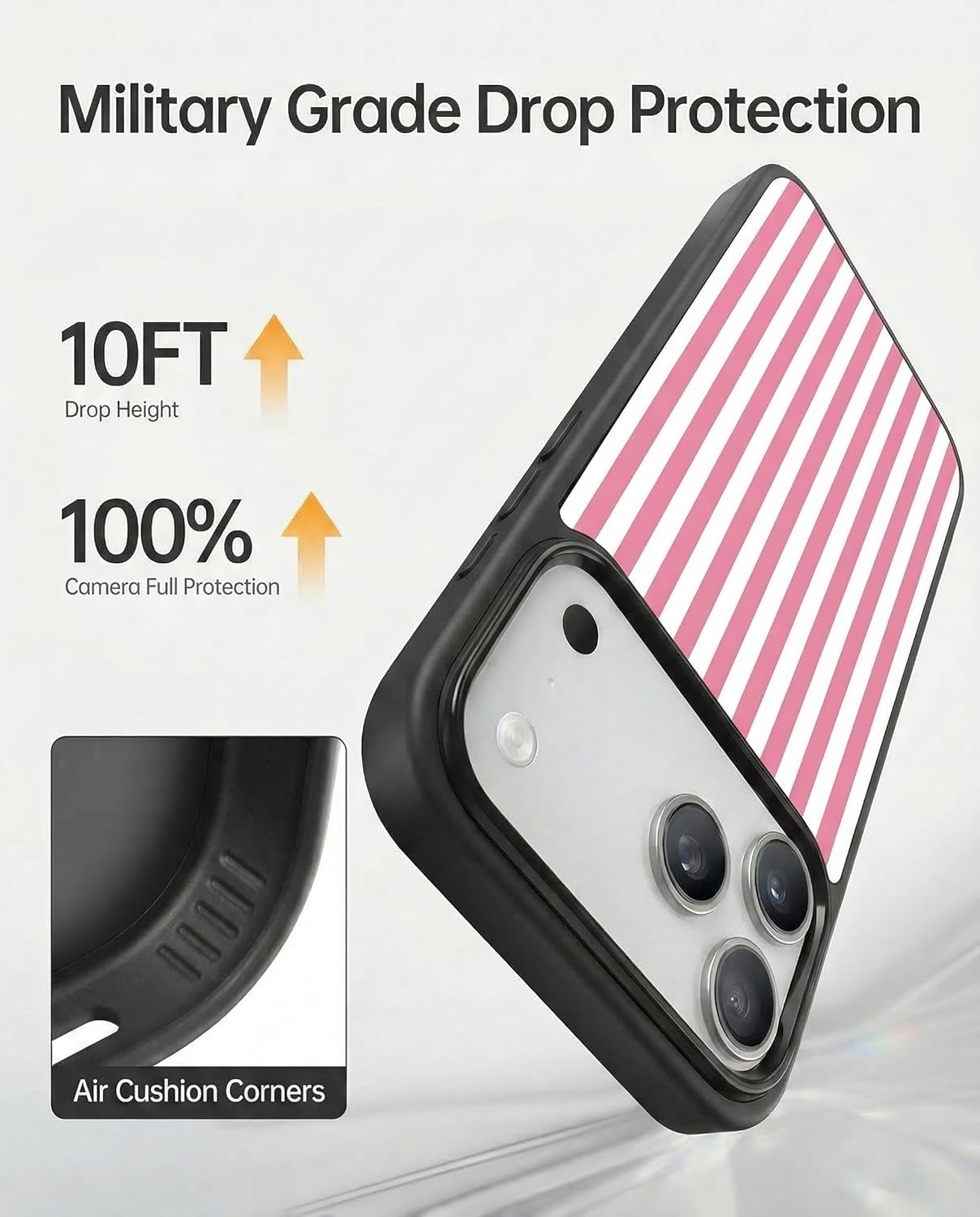 Magnetic Stripes Case for iPhone 17, Cute Aesthetic Striped Case for Women Men Girls, Compatible with MagSafe Slim Hard Shockproof Phone Case, Pink