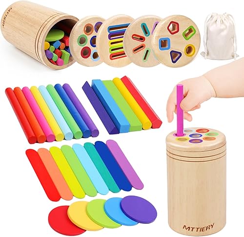 Miniatura 9 de Montessori - Juguetes de madera para clasificar colores para niños de 3 años, actividades de aprendizaje preescolar, juego educativo a juego de Palo