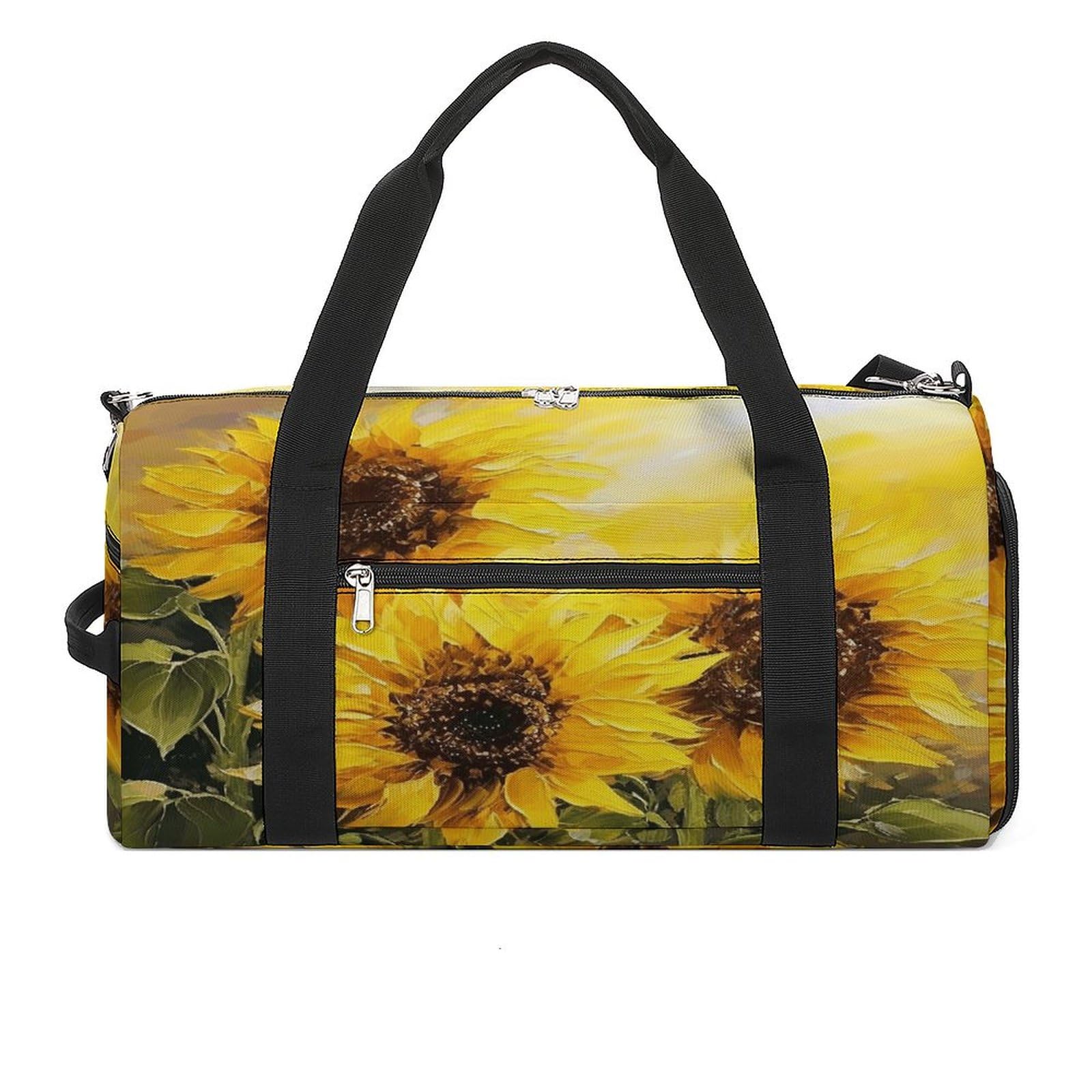 Turnbeutel für Damen und Herren, gelber Sonnenblumen-Druck, Turnbeutel, wiederverwendbar, Turnbeutel mit Schuhfach, Stil, Einheitsgröße, modern, Stil:, Einheitsgröße, Modern