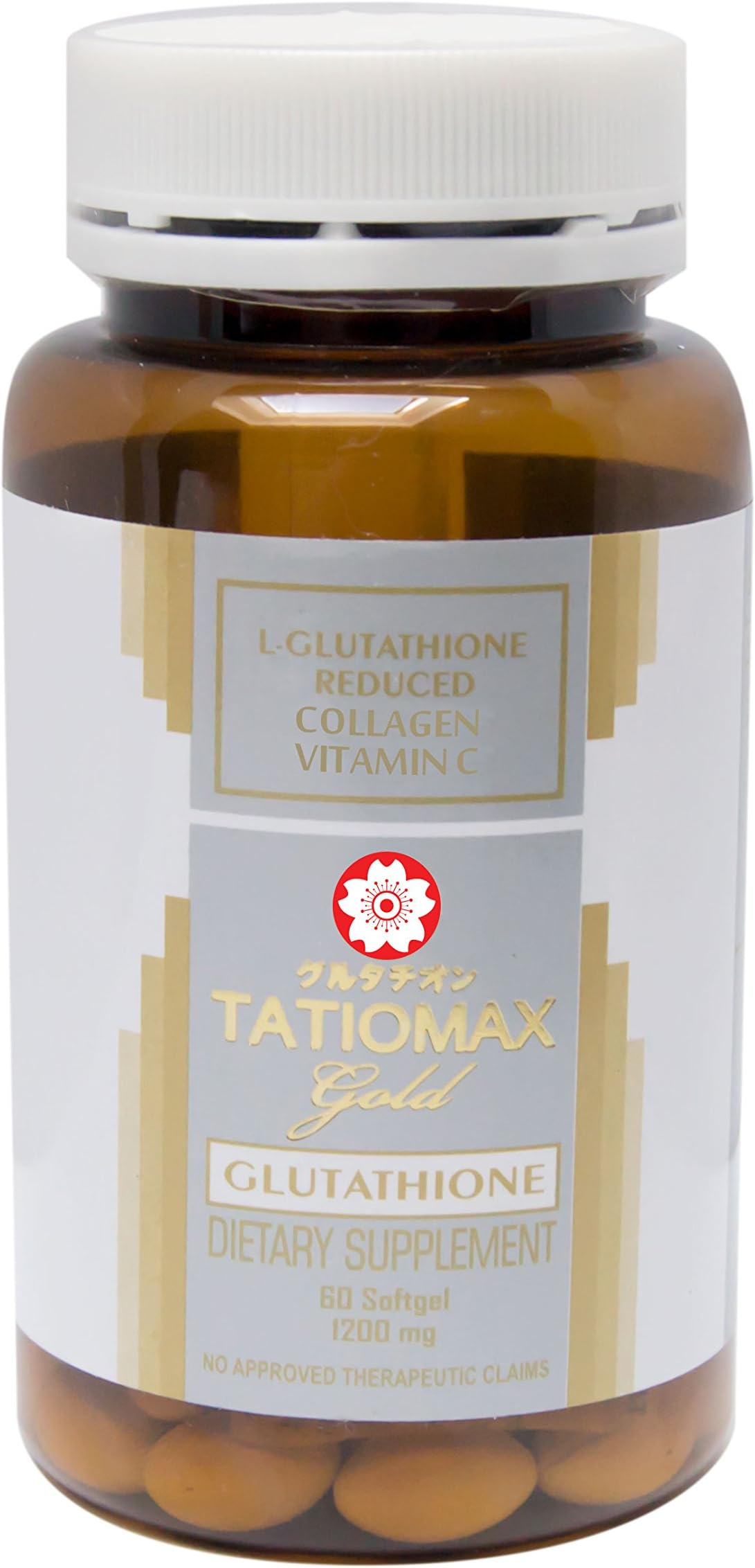 Tatiomax 30 Bottles Gold Glutathione Lightening Gel Capsules with Collagen & Vitamin C