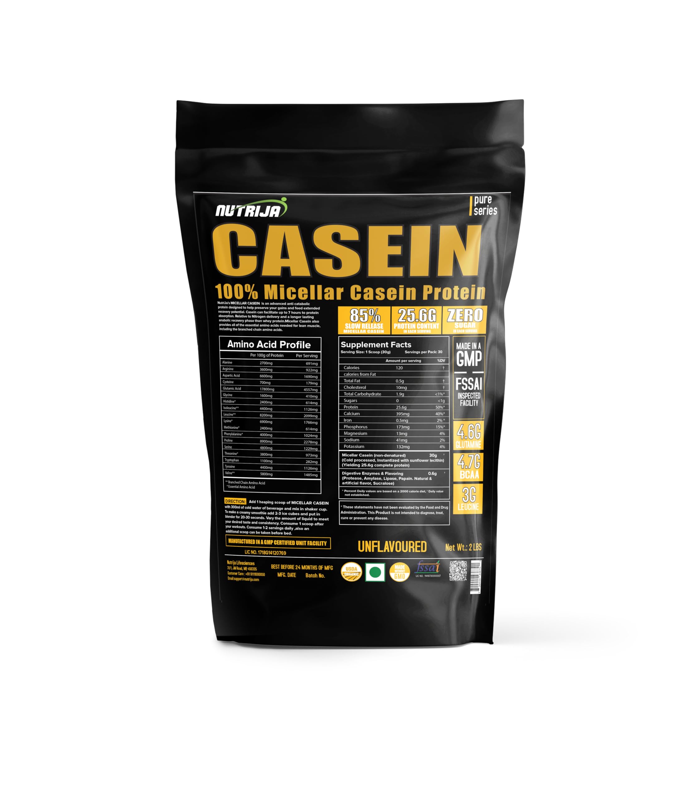 NutriJa Micellar Casein 85% - Slow Digesting Night Protein with Added Digestive Enzymes- (2LBS (Unflavoured)) (B0D8J13F8P) Amazon Price History, Amazon Price Tracker