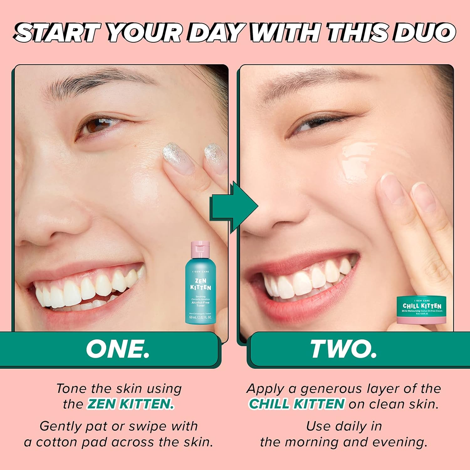 I DEW CARE Kitten Crush | Toner and Moisturizer Set | Korean Skincare Facial Treatment Gift | Vegan, Cruelty-Free, Paraben-Free : Beauty & Personal Care