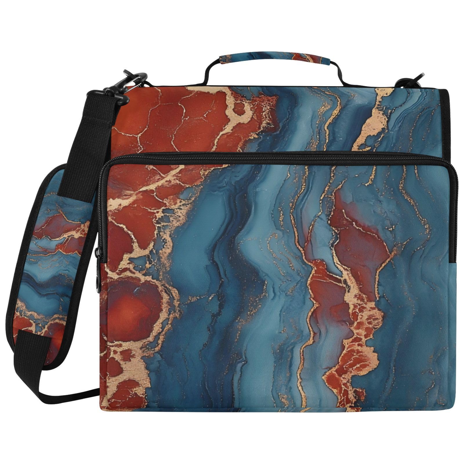 Marmorizzato Rosso Blu Modello Zipper 3 Ring Binder Bag