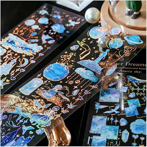 Miniatura 5 de RIVEENY Juego de calcomanías holográficas de papel de aluminio dorado calcomanías para diario de álbumes de recortes mariposa de flores impermeable