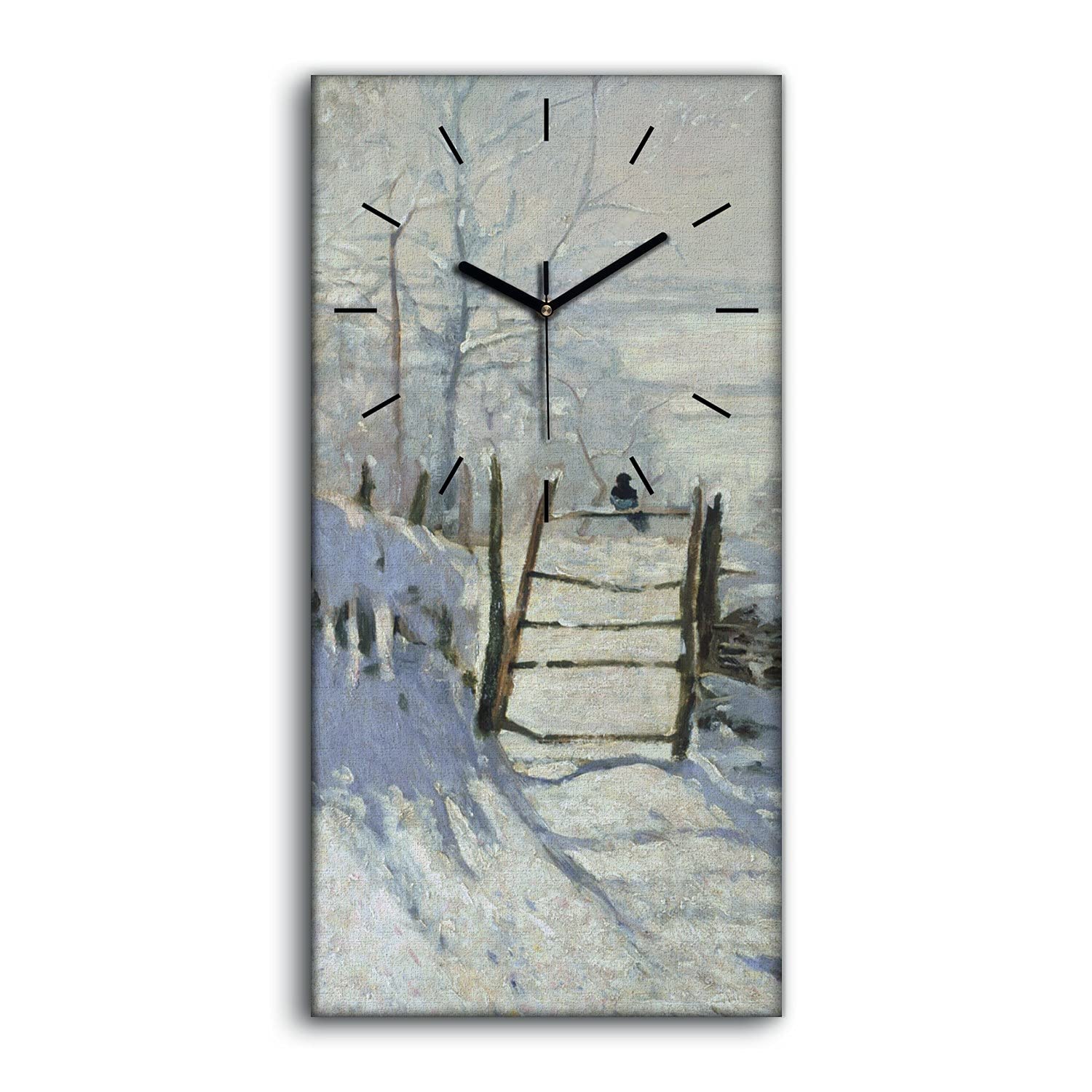 Horloge murale sur toile Coloray tableau moderne 30x60cm avec aiguilles noires motif pie