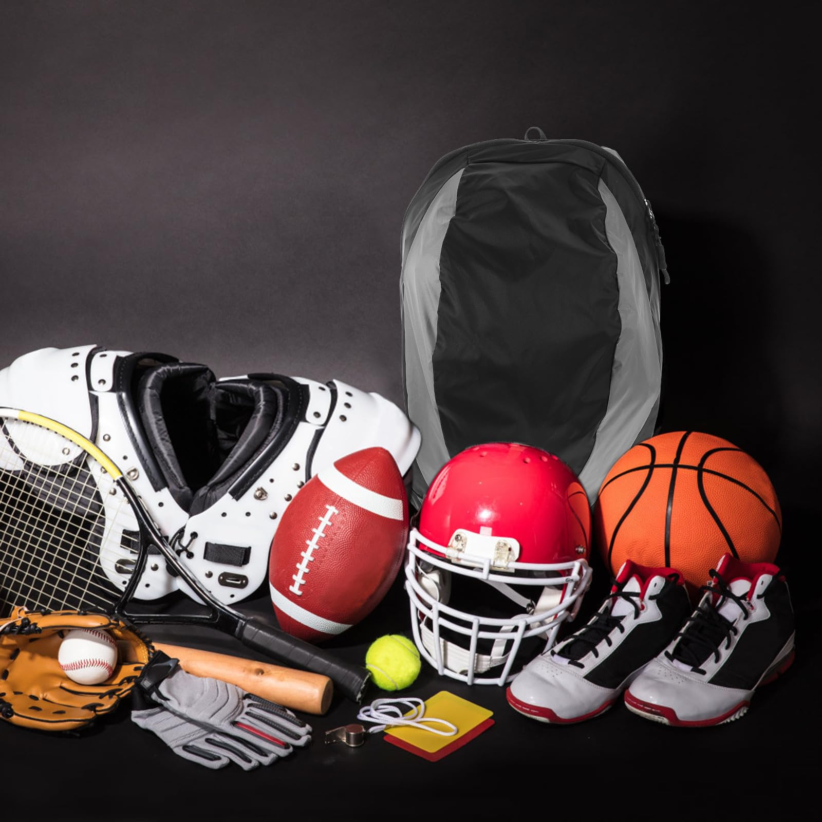 Mochila Deportiva para Casco y Balones De Baloncesto Multifuncional, Tamaño Medio, Color Sólido, Nylon Resistente, Bolsillos Laterales, Mochila Unisex para Deportes Al Aire Libre y Gimnasio