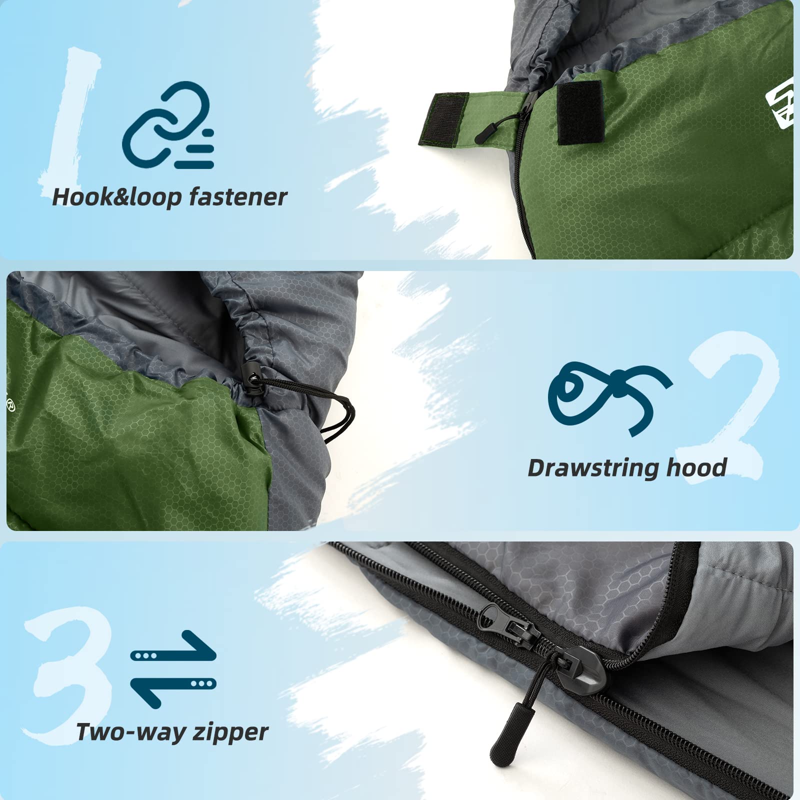Bessport Schlafsack Outdoor Mumienschlafsack 3 Saison Klein und Ultraleicht Erwachsene Schlafsack Warm Wasserabweisend für Camping Schlafsack Trekking