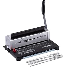 TIANSE Binding Machine, Wire Binder Machine 34 - Square Size Holes, Punching 120 Sheets, Bind 12 Sheets Book Maker with Sturdy Metal Construction with 100pcs of 3/8" Wire Binding Ring