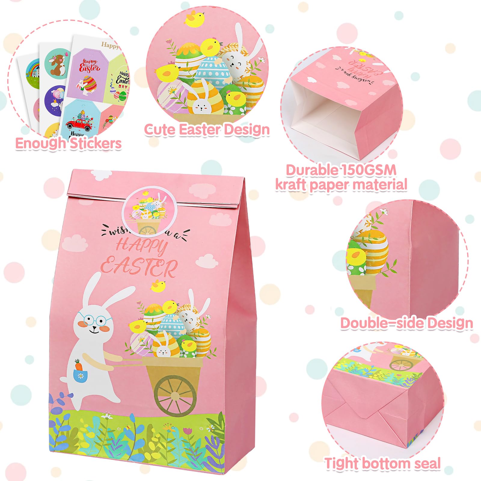 Sublaga 28PCS Easter Treat Bags With Handle, Easter Gift Bag, Easter...