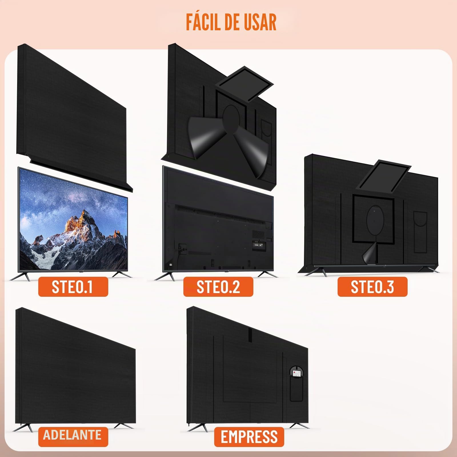 Housse de Protection pour TV d'Extérieur, Protections Écrans TV de 52 à 55 Pouces, en Tissu Oxford 600D, Étanche, Anti-Poussière, Résistante aux Intempéries, Compatible avec Supports Standards