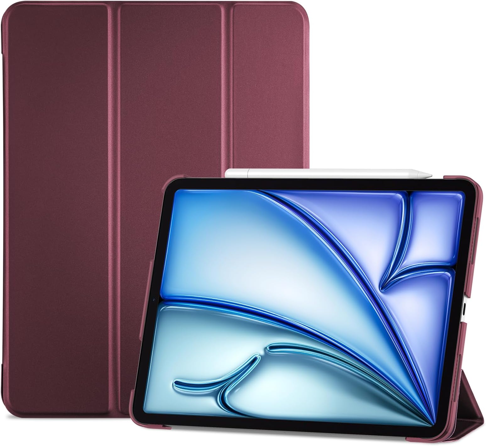 ProCase Smart Case for iPad Air 11-inch M4 (2026, 8th Gen) / M3 (2025) / M2 (2024) & 10.9 Inch iPad Air 5th (2022) & 4th (2020) โ Protective Hard Back Cover with Auto Sleep/Wake - Wine