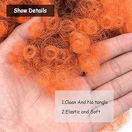 Yinmei Baibian Ombre Orange Afro Puff Drawstring Ponytails for Black Women Kinky Curly High Puffs Synthetic Bun Hair Pieces Updo Clip in on Hairpieces(1B/Orange)