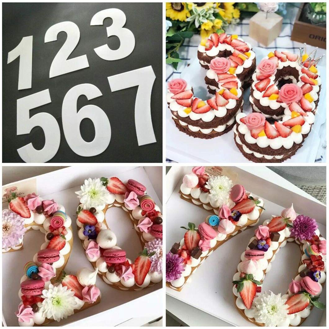 Rolin Roly 9PCS 12 inch Large Number Cake Stencils Plastic Template 0-9 Numbers Stencil Templates Cake Decorating Molds for Fruit Handmade DIY Wedding Party Decoration - Image 3