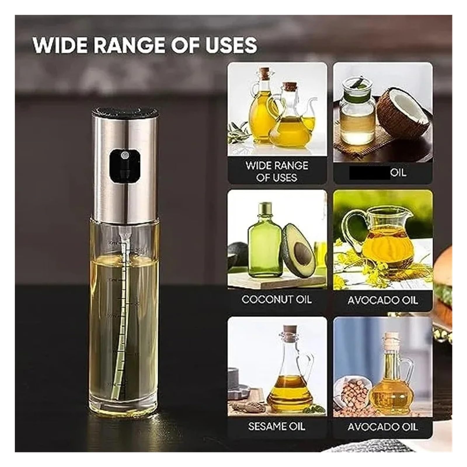 Ölspender, Ölsprüher Zum Kochen, Sprühnebel Für Salat, Grillen, Küche, Backen, Leere Essigflasche für Heißluftfritteuse, Salat(Rose Gold-6PCS)