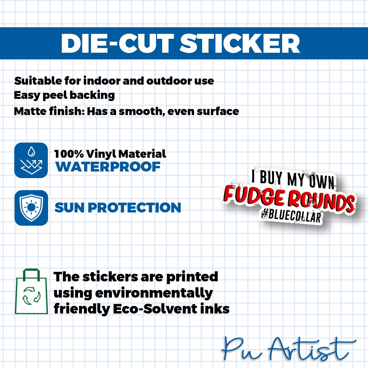 I Buy My Own Fudge Rounds Blue Collar Sticker Hard Hat Funny Quote Worker Rich Men North Funny Saying of Richmond Red