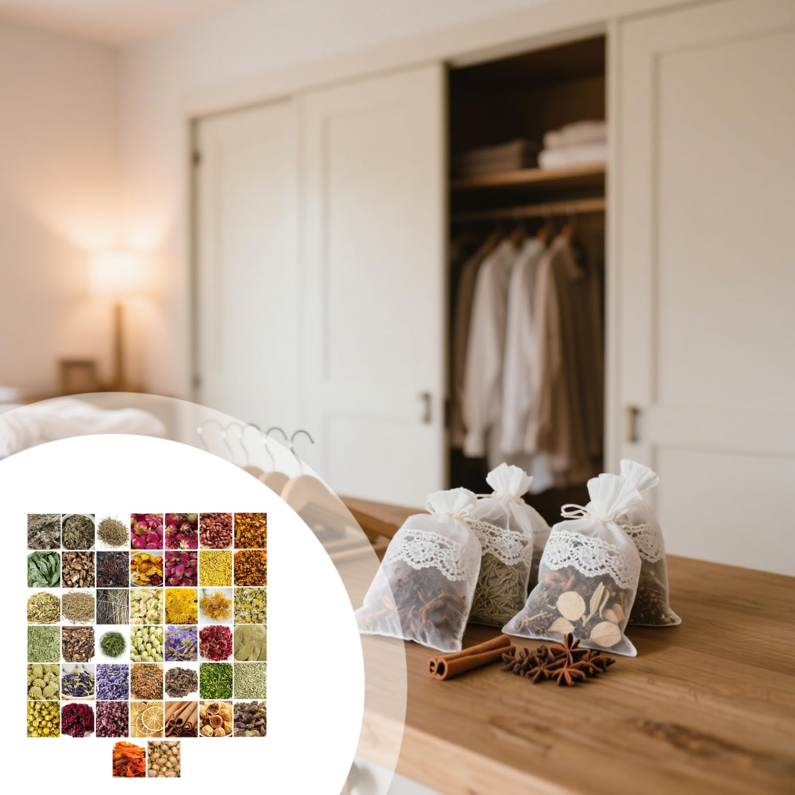 Kräuter-Set, getrocknet, 42 Beutel, Kräuterpakete, versiegelte Kerzenherstellung, Potpourri, Kräuter-Set, Etiketten