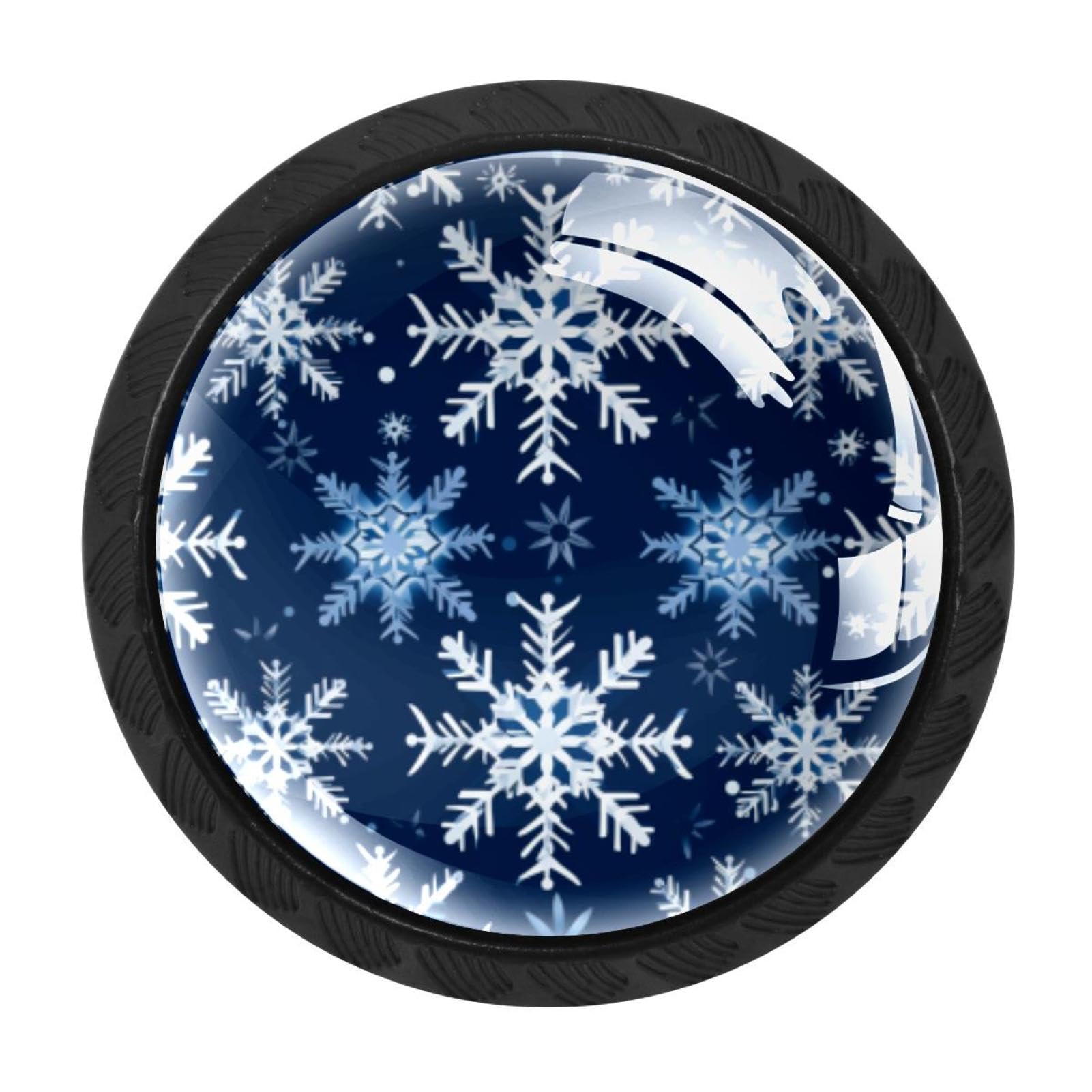 CHENZZZZ 4 Pack Christmas Snow Dresser Drawer Cabinet Knobs Round Crystal Glass Knobs Pulls Handles for Kitchen Wardrobe Cupboard Door Hardware