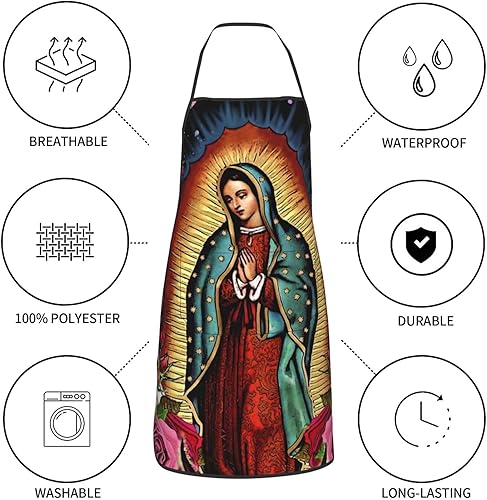 Miniatura 5 de Our Lady of Guadalupe - Delantales para mujer y hombre dos bolsillos para cocina creativa para hornear y fiestas